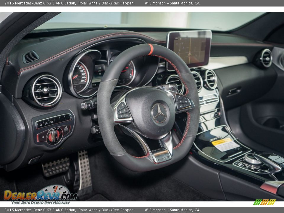 Black/Red Pepper Interior - 2016 Mercedes-Benz C 63 S AMG Sedan Photo #6