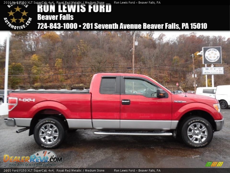2010 Ford F150 XLT SuperCab 4x4 Royal Red Metallic / Medium Stone Photo #1