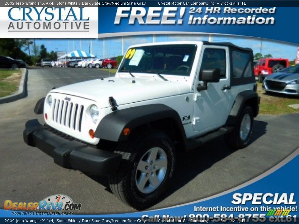 2009 Jeep Wrangler X 4x4 Stone White / Dark Slate Gray/Medium Slate Gray Photo #1