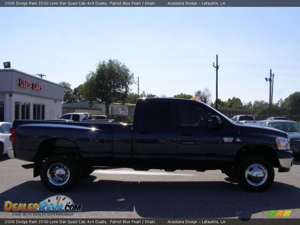 2008 Dodge Ram 3500 Lone Star Quad Cab 4x4 Dually Patriot Blue Pearl / Khaki Photo #2