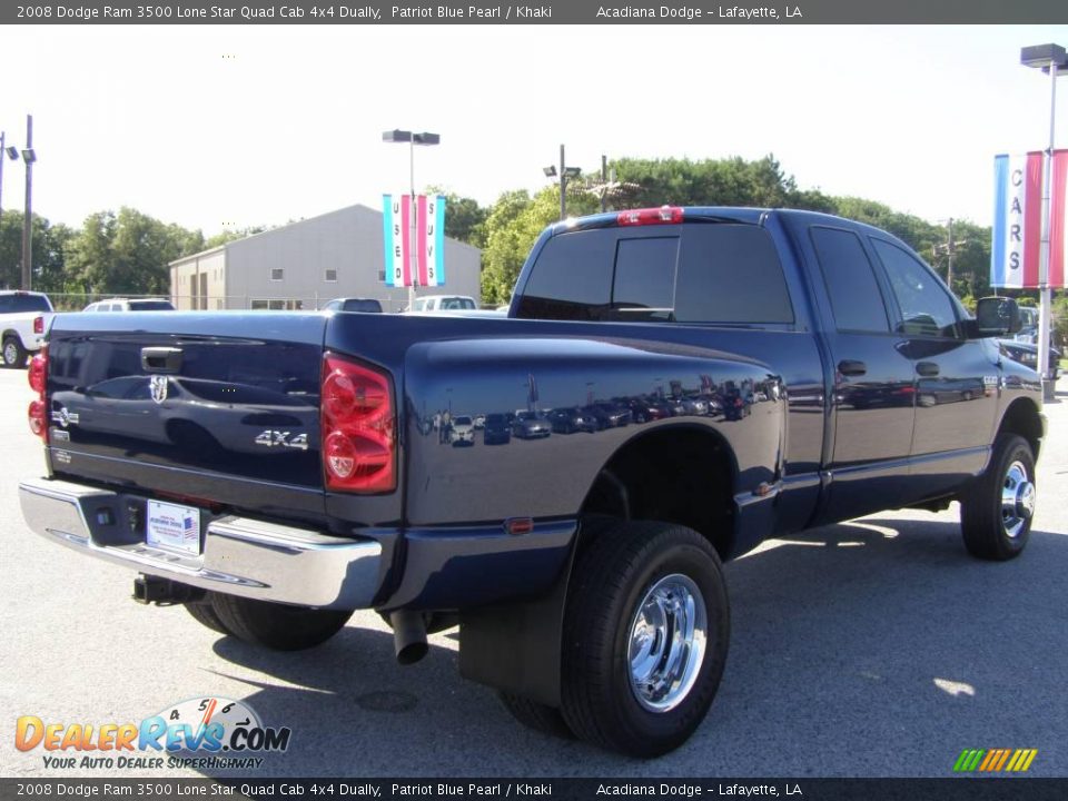 2008 Dodge Ram 3500 Lone Star Quad Cab 4x4 Dually Patriot Blue Pearl / Khaki Photo #3