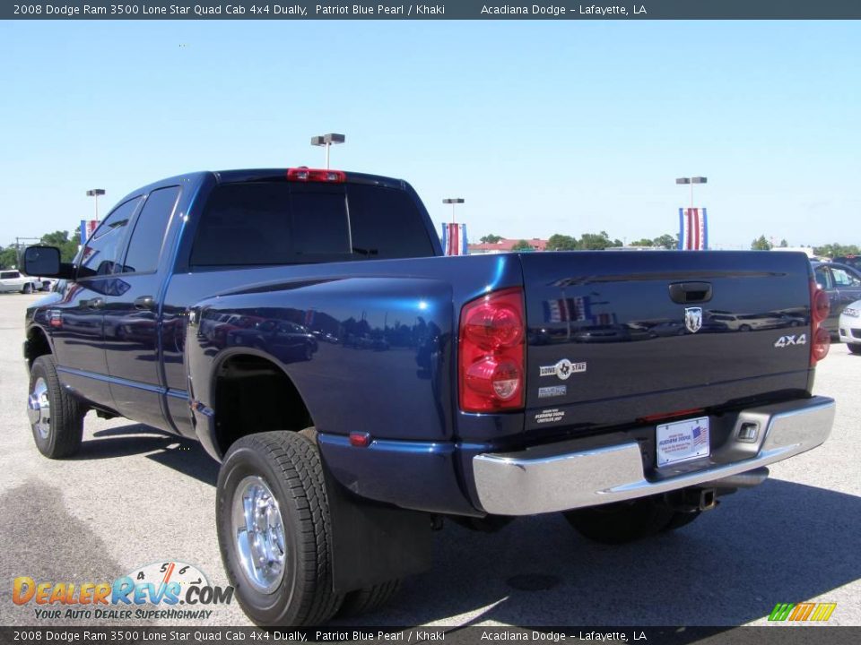 2008 Dodge Ram 3500 Lone Star Quad Cab 4x4 Dually Patriot Blue Pearl / Khaki Photo #5