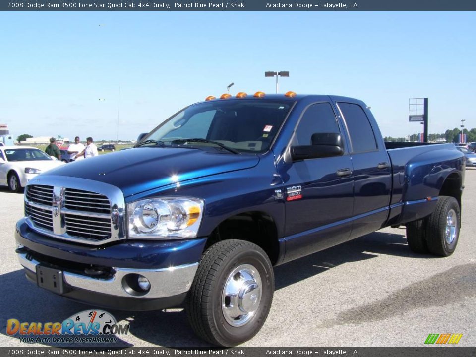 2008 Dodge Ram 3500 Lone Star Quad Cab 4x4 Dually Patriot Blue Pearl / Khaki Photo #7