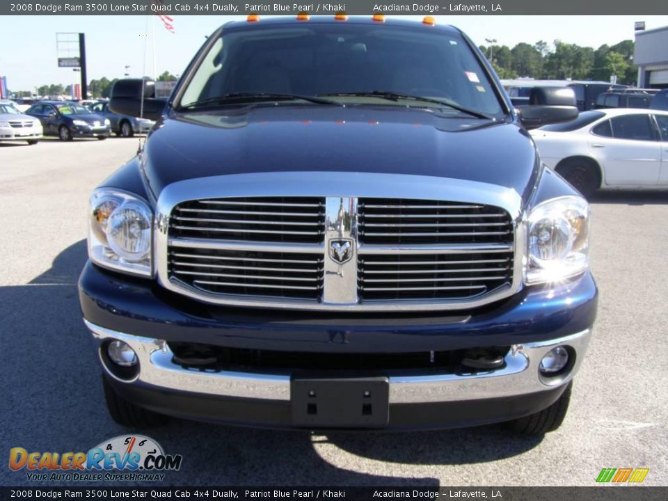 2008 Dodge Ram 3500 Lone Star Quad Cab 4x4 Dually Patriot Blue Pearl / Khaki Photo #8