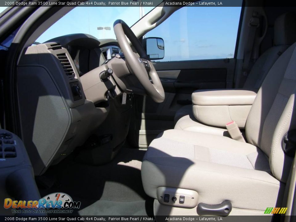 2008 Dodge Ram 3500 Lone Star Quad Cab 4x4 Dually Patriot Blue Pearl / Khaki Photo #9