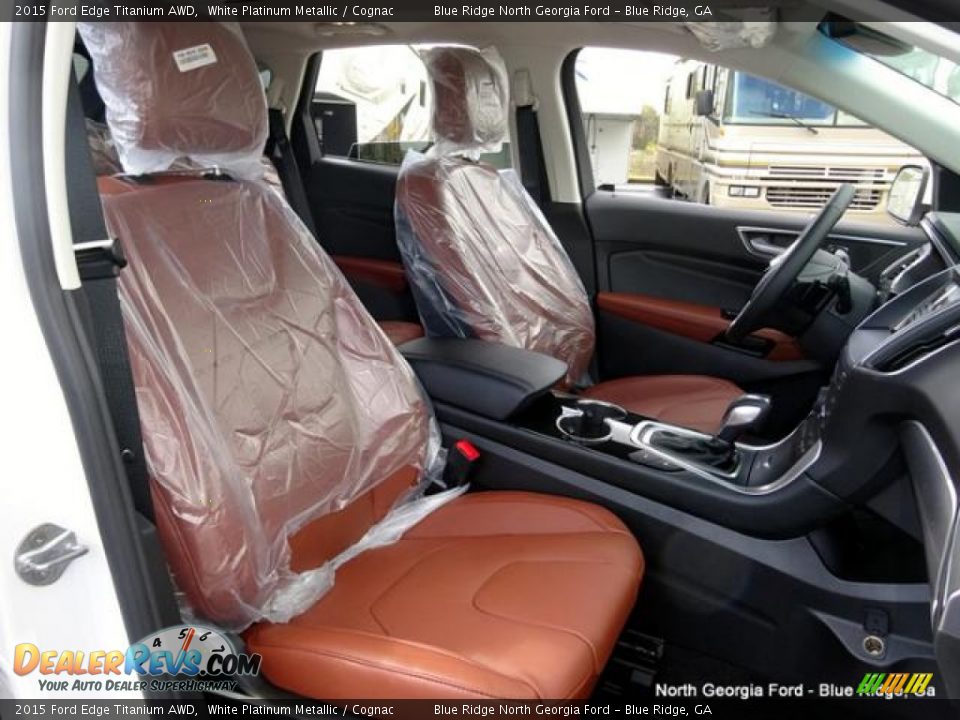 2015 Ford Edge Titanium AWD White Platinum Metallic / Cognac Photo #31
