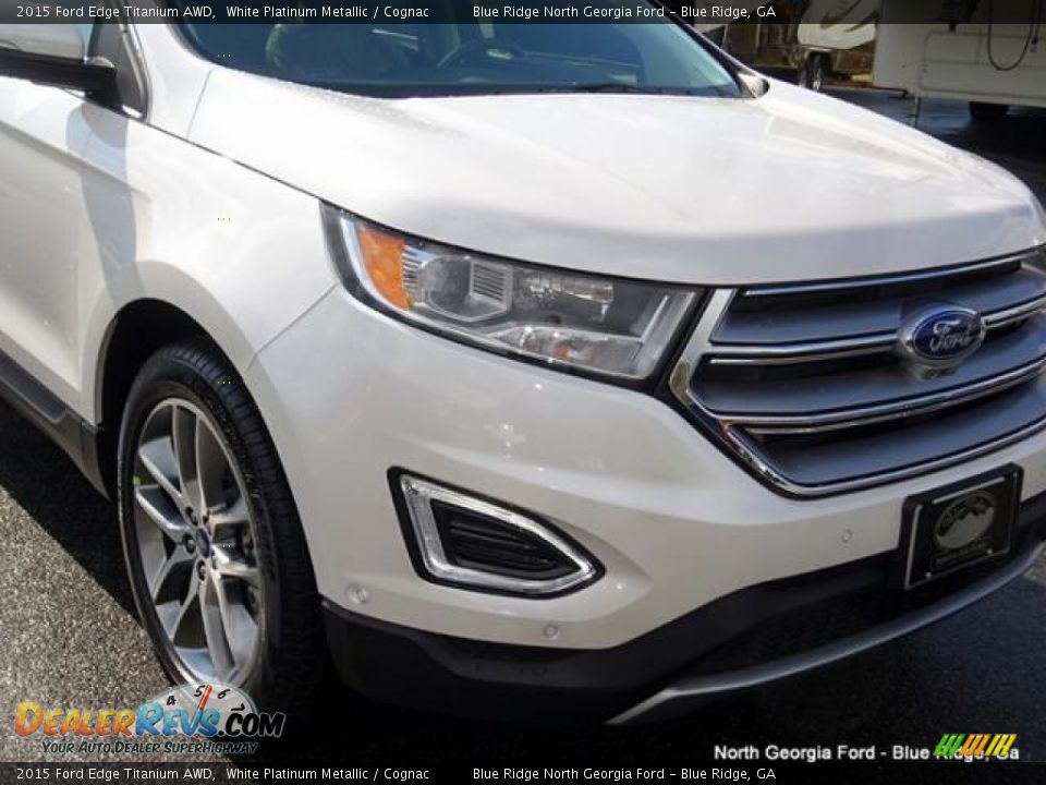 2015 Ford Edge Titanium AWD White Platinum Metallic / Cognac Photo #35