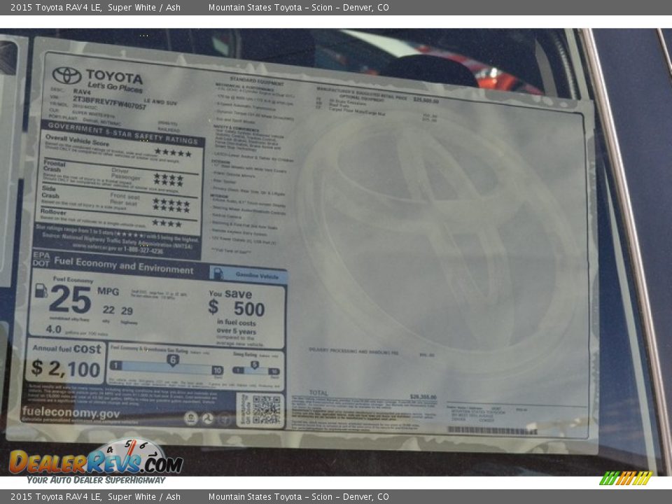 2015 Toyota RAV4 LE Super White / Ash Photo #10