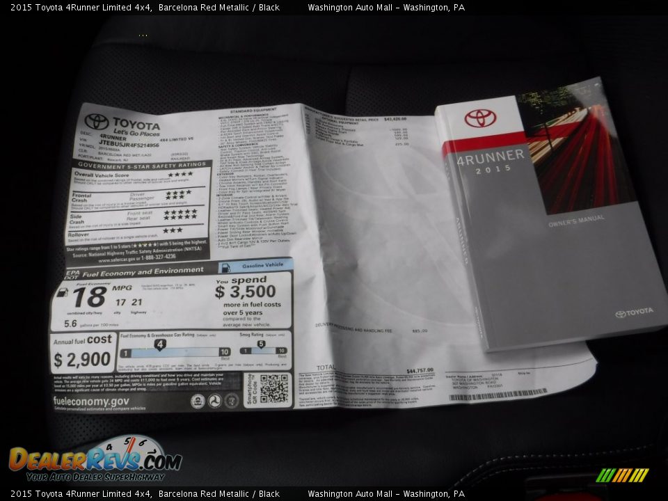 2015 Toyota 4Runner Limited 4x4 Barcelona Red Metallic / Black Photo #22