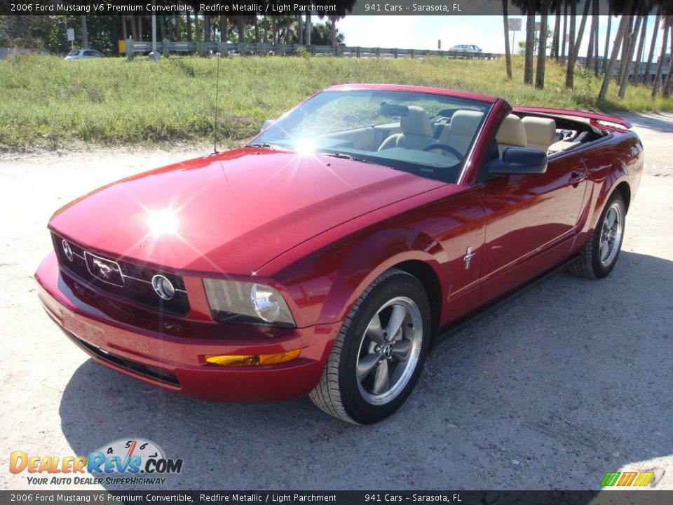 2006 Ford Mustang V6 Premium Convertible Redfire Metallic / Light Parchment Photo #3