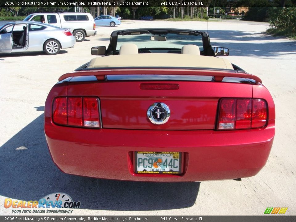 2006 Ford Mustang V6 Premium Convertible Redfire Metallic / Light Parchment Photo #6