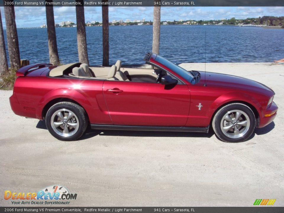2006 Ford Mustang V6 Premium Convertible Redfire Metallic / Light Parchment Photo #8