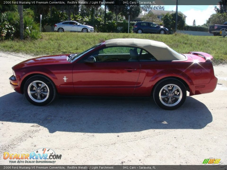 2006 Ford Mustang V6 Premium Convertible Redfire Metallic / Light Parchment Photo #28