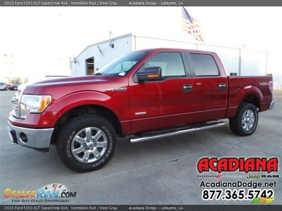 2013 Ford F150 XLT SuperCrew 4x4 Vermillion Red / Steel Gray Photo #1