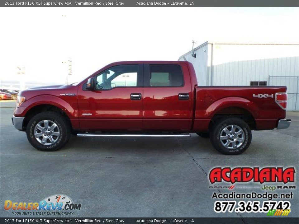 2013 Ford F150 XLT SuperCrew 4x4 Vermillion Red / Steel Gray Photo #3