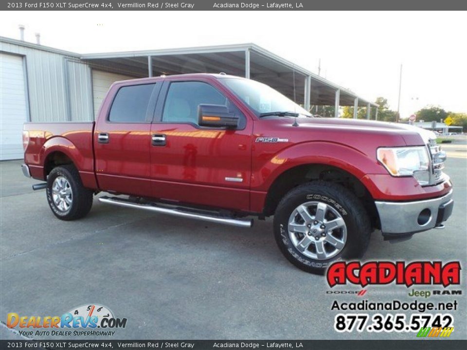 2013 Ford F150 XLT SuperCrew 4x4 Vermillion Red / Steel Gray Photo #9