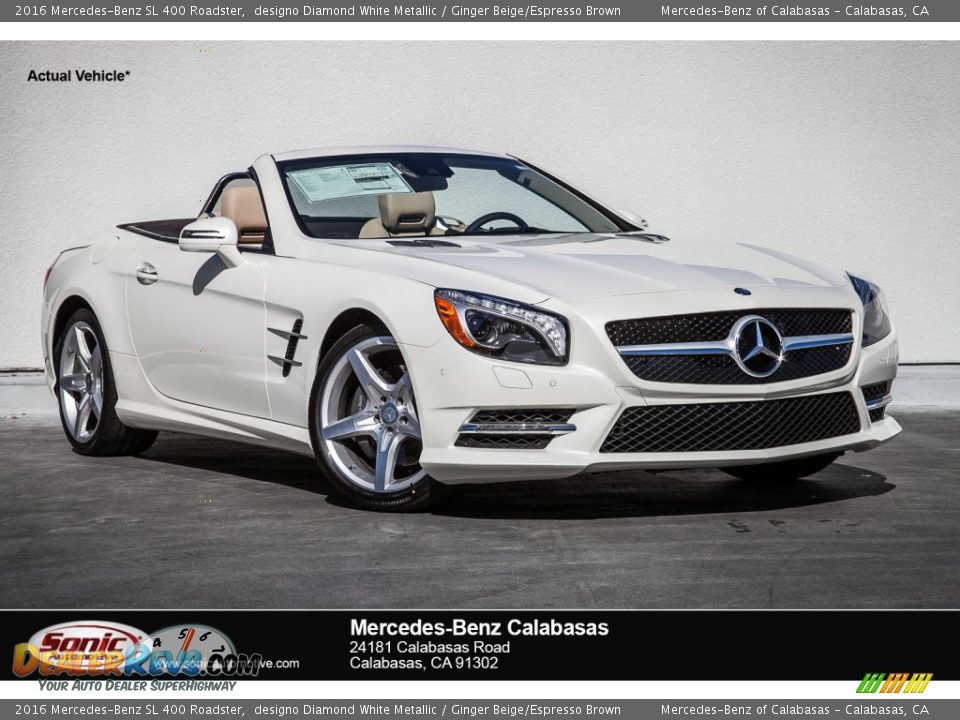 2016 Mercedes-Benz SL 400 Roadster designo Diamond White Metallic / Ginger Beige/Espresso Brown Photo #1