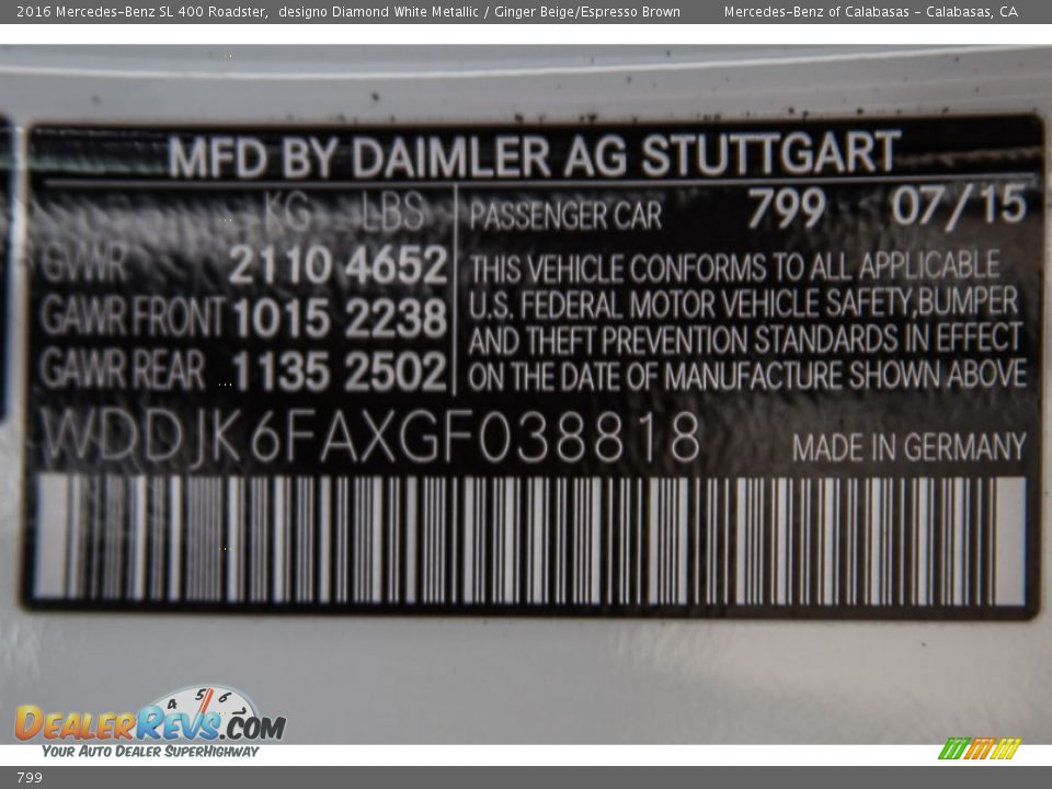 Mercedes-Benz Color Code 799 designo Diamond White Metallic