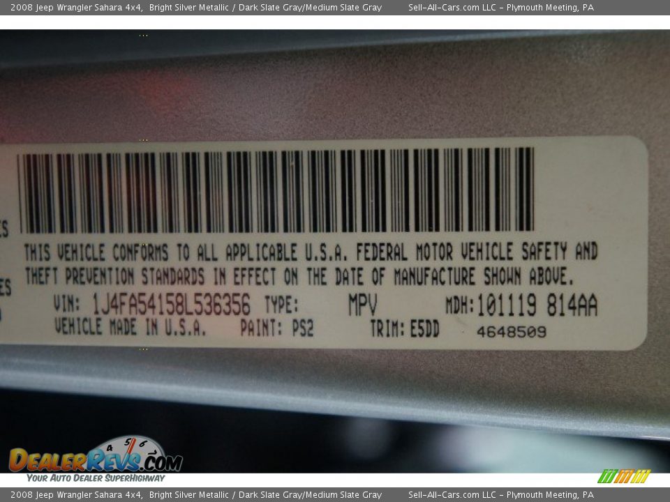 2008 Jeep Wrangler Sahara 4x4 Bright Silver Metallic / Dark Slate Gray/Medium Slate Gray Photo #13