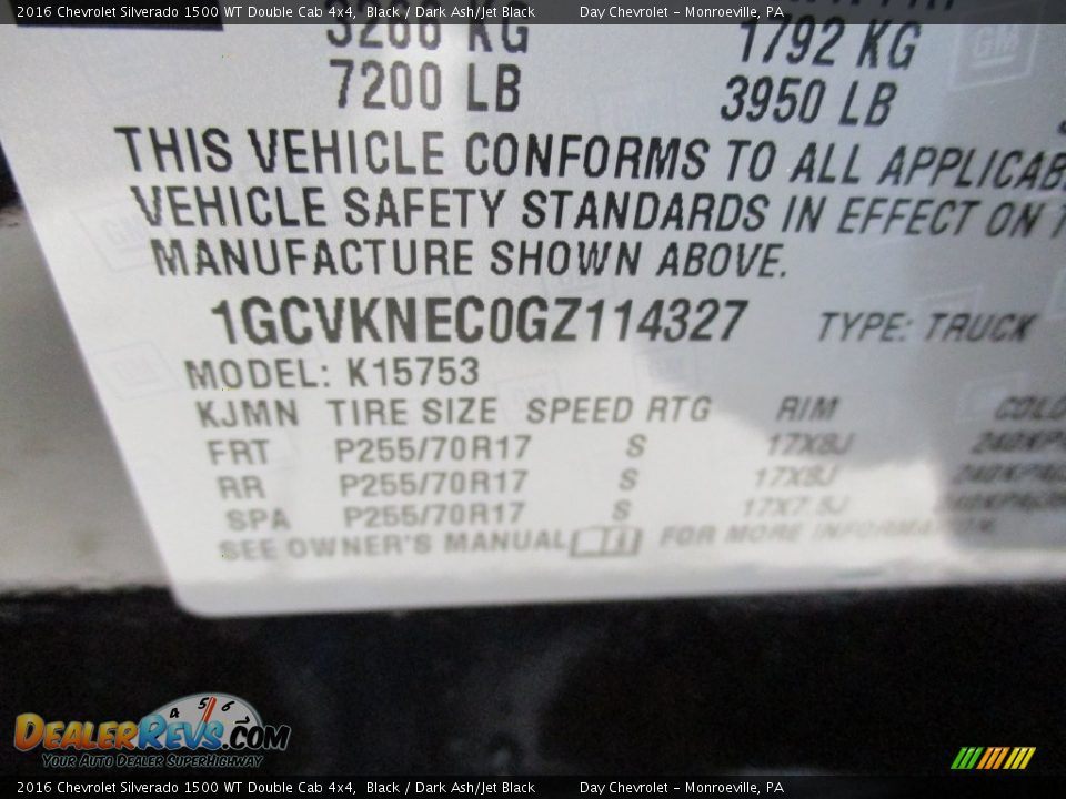 2016 Chevrolet Silverado 1500 WT Double Cab 4x4 Black / Dark Ash/Jet Black Photo #19