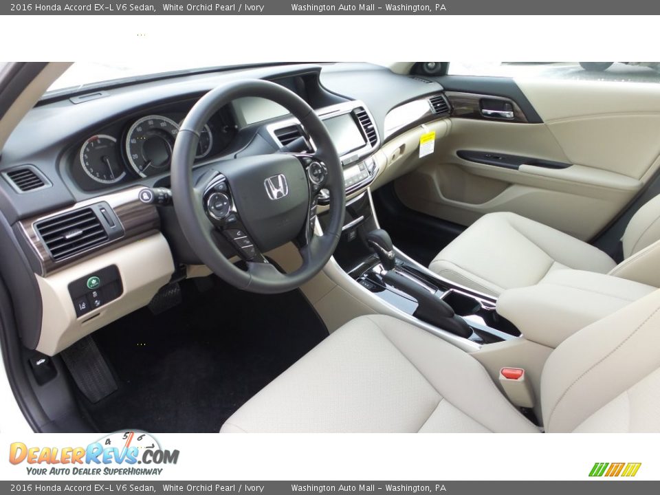 Ivory Interior - 2016 Honda Accord EX-L V6 Sedan Photo #7