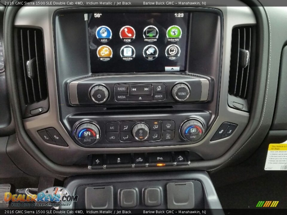 Controls of 2016 GMC Sierra 1500 SLE Double Cab 4WD Photo #9