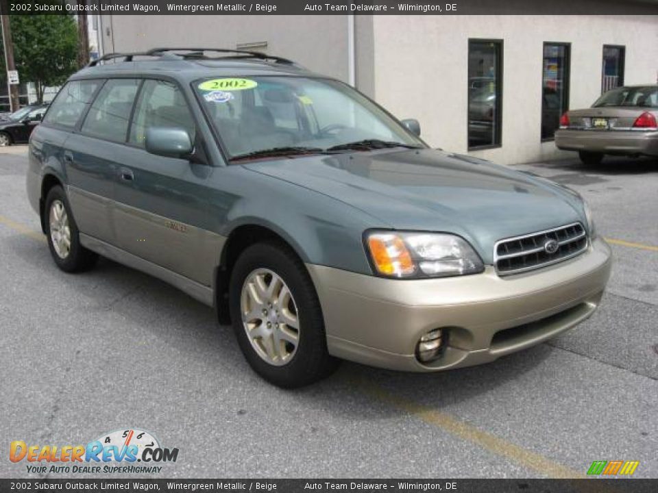 2002 Subaru Outback Limited Wagon Wintergreen Metallic / Beige Photo #2