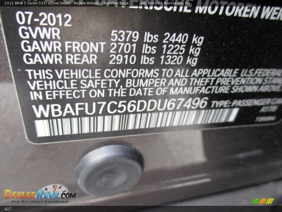 BMW Color Code A17 Mojave Metallic