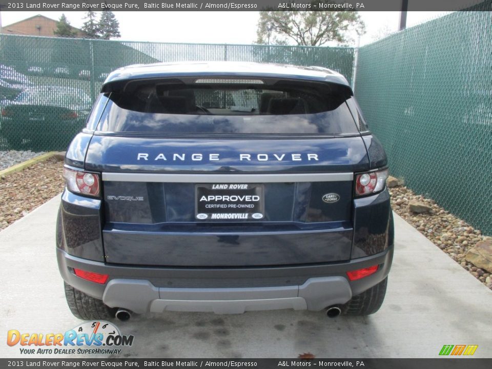 2013 Land Rover Range Rover Evoque Pure Baltic Blue Metallic / Almond/Espresso Photo #5
