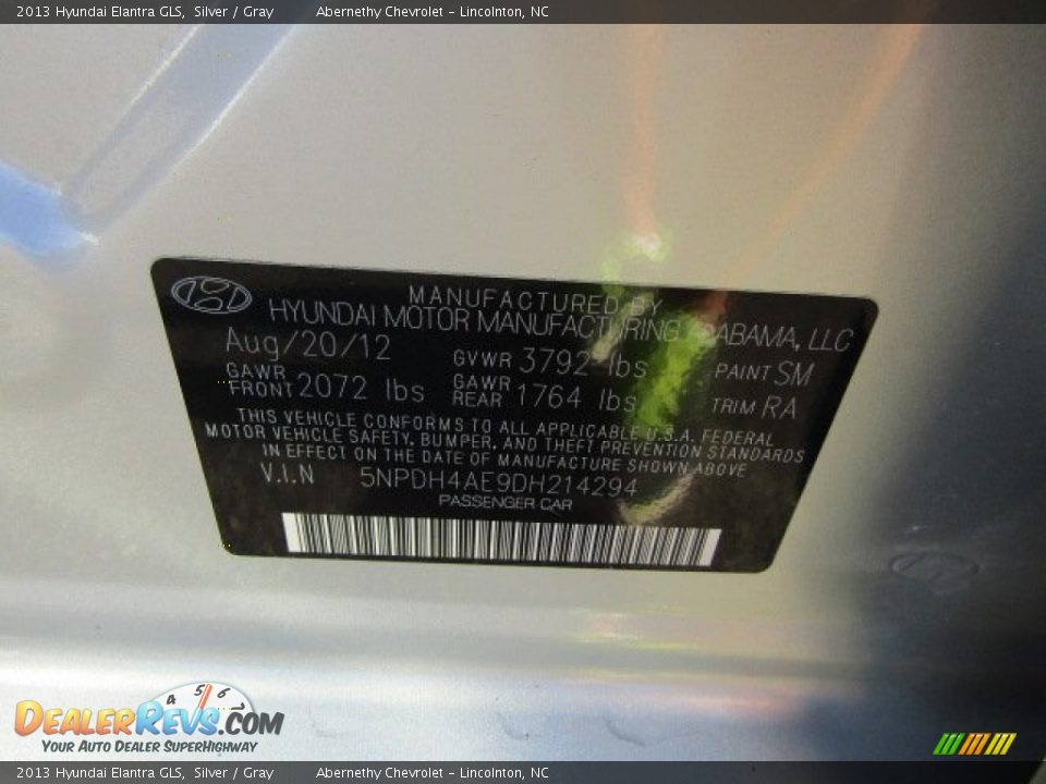 2013 Hyundai Elantra GLS Silver / Gray Photo #28