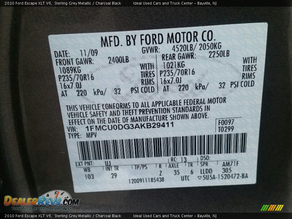 2010 Ford Escape XLT V6 Sterling Grey Metallic / Charcoal Black Photo #16