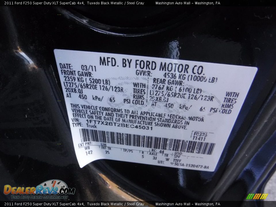 2011 Ford F250 Super Duty XLT SuperCab 4x4 Tuxedo Black Metallic / Steel Gray Photo #24