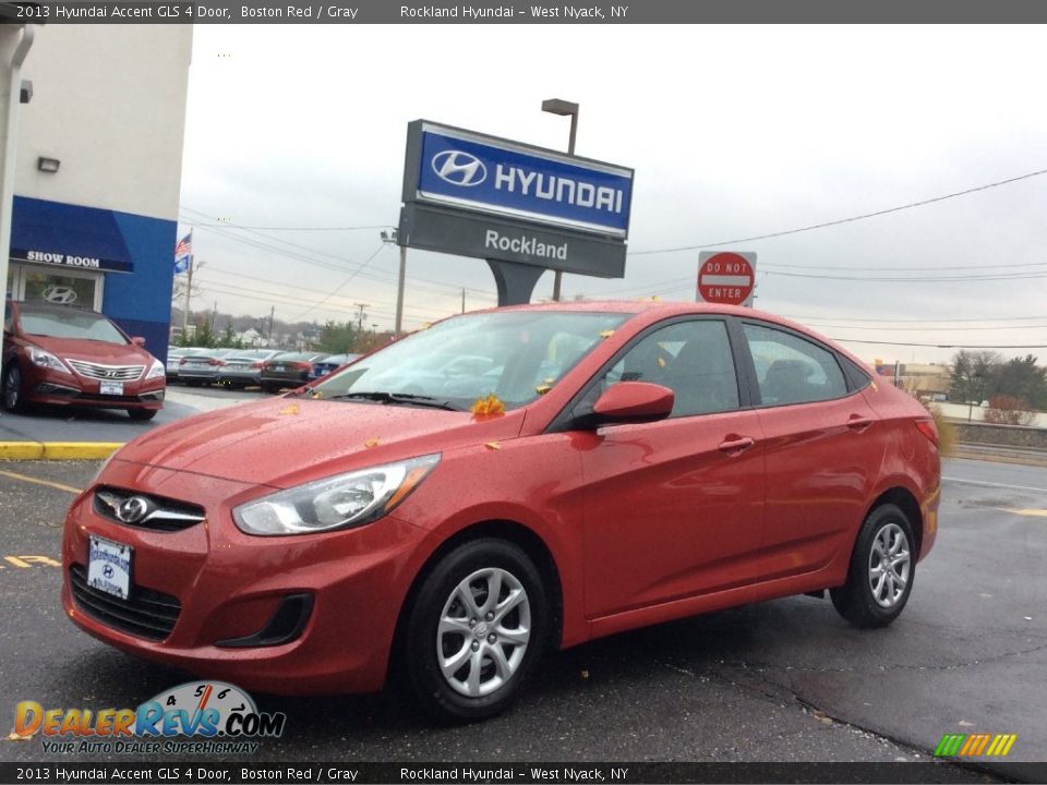 2013 Hyundai Accent GLS 4 Door Boston Red / Gray Photo #1