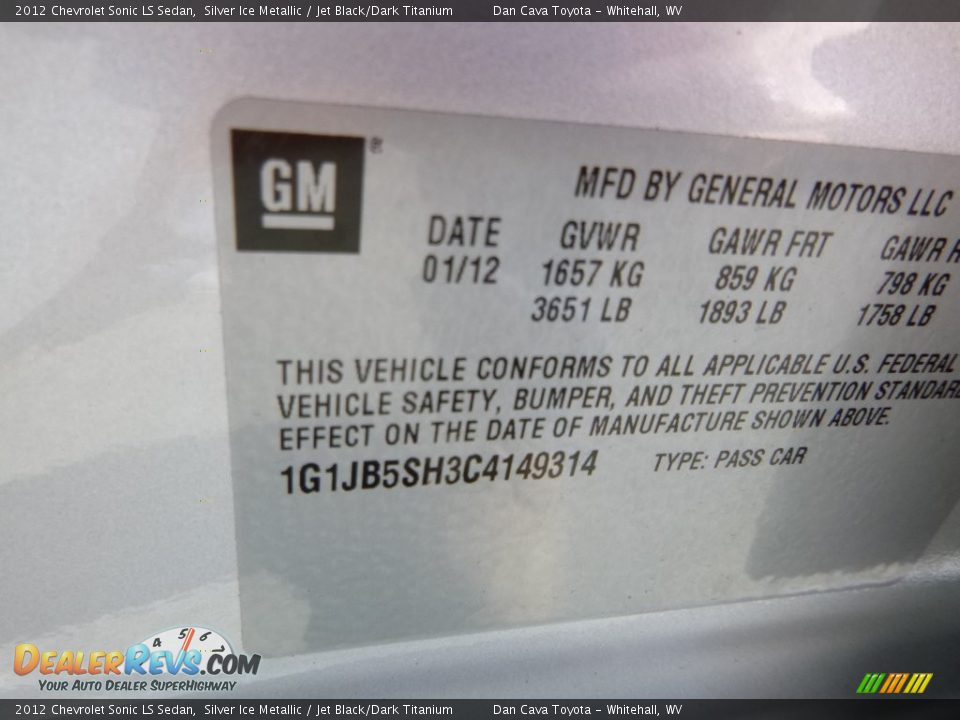 2012 Chevrolet Sonic LS Sedan Silver Ice Metallic / Jet Black/Dark Titanium Photo #11