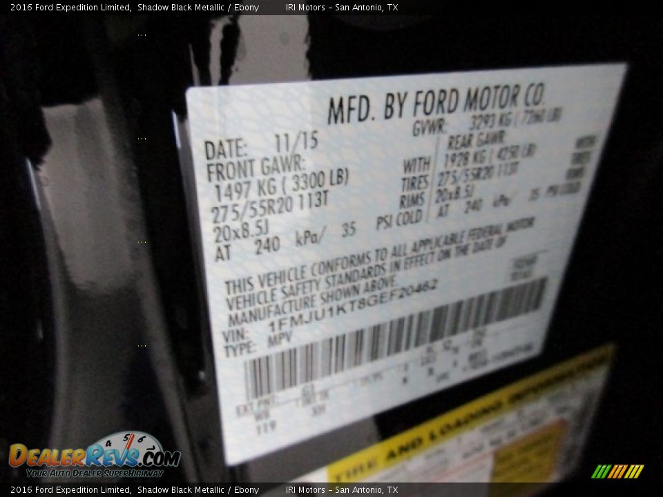 2016 Ford Expedition Limited Shadow Black Metallic / Ebony Photo #19