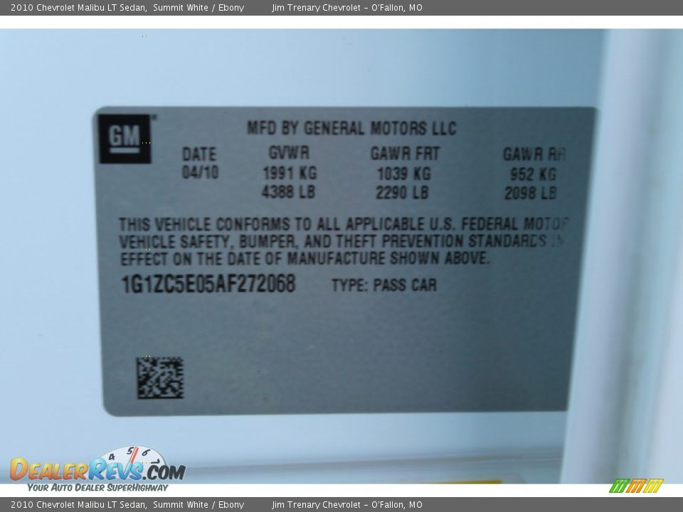 2010 Chevrolet Malibu LT Sedan Summit White / Ebony Photo #17