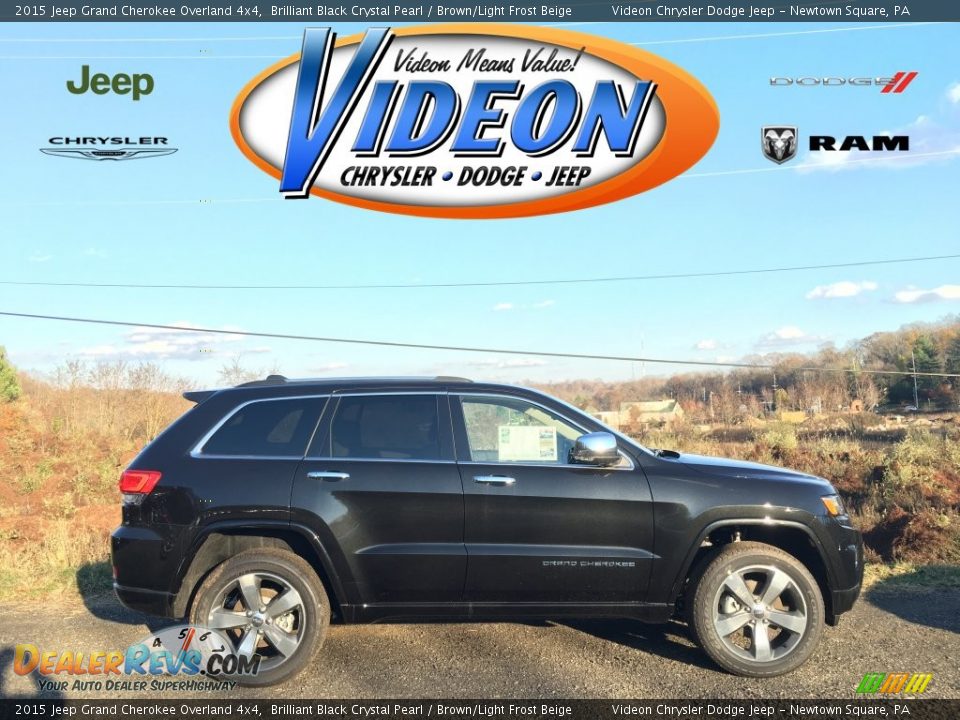 2015 Jeep Grand Cherokee Overland 4x4 Brilliant Black Crystal Pearl / Brown/Light Frost Beige Photo #1