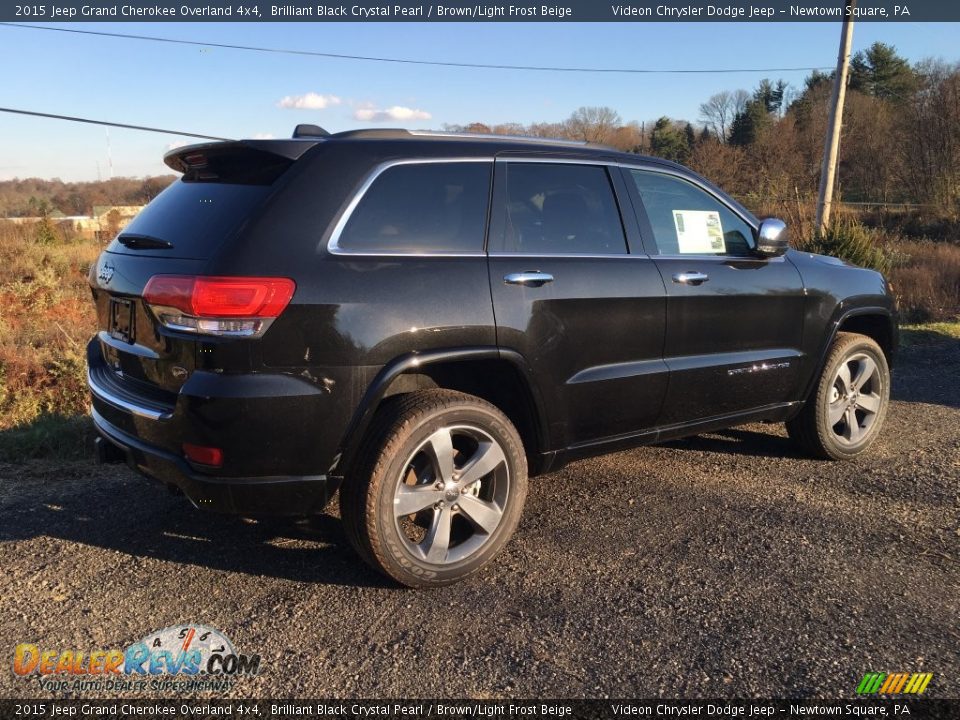 2015 Jeep Grand Cherokee Overland 4x4 Brilliant Black Crystal Pearl / Brown/Light Frost Beige Photo #3
