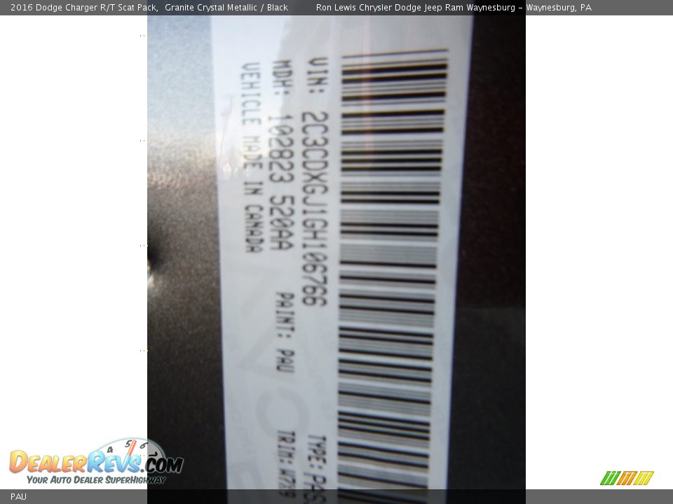 Dodge Color Code PAU Granite Crystal Metallic