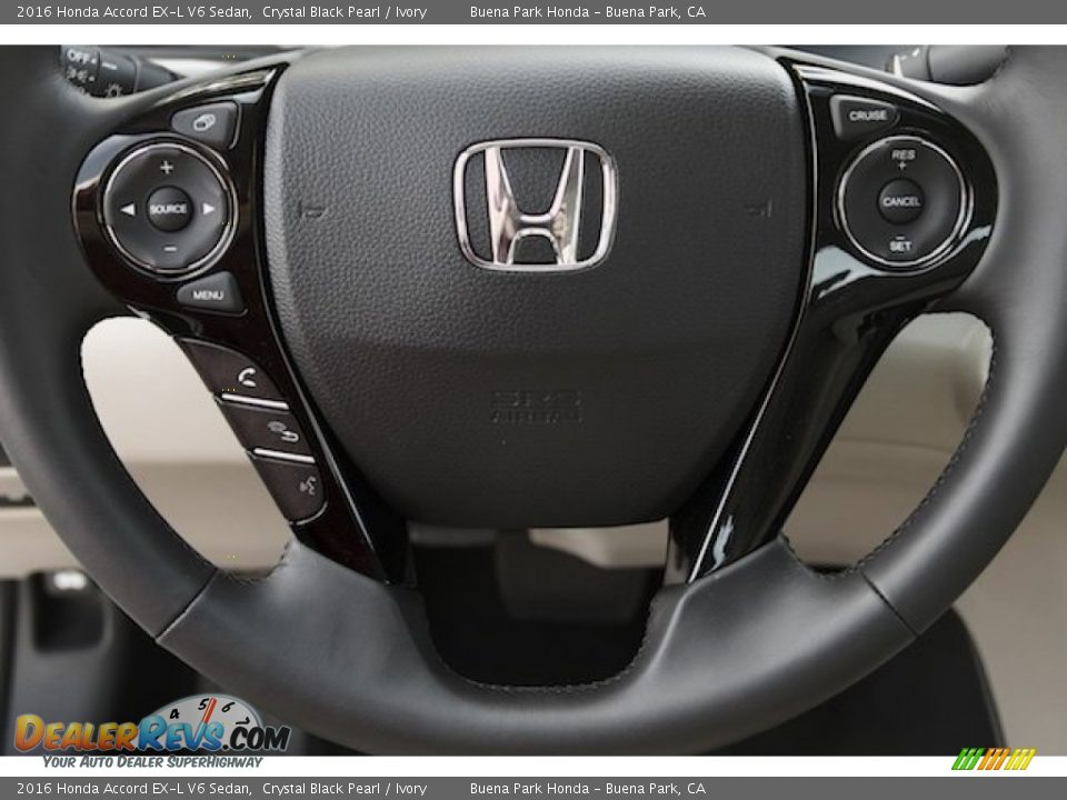 2016 Honda Accord EX-L V6 Sedan Crystal Black Pearl / Ivory Photo #10