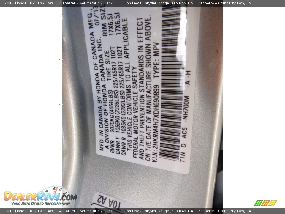 2013 Honda CR-V EX-L AWD Alabaster Silver Metallic / Black Photo #16