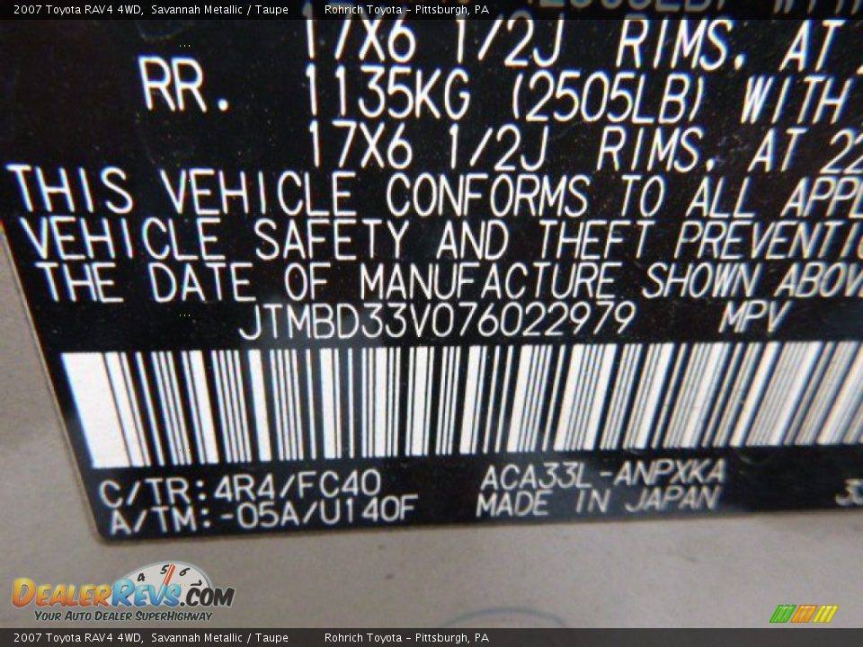 2007 Toyota RAV4 4WD Savannah Metallic / Taupe Photo #9