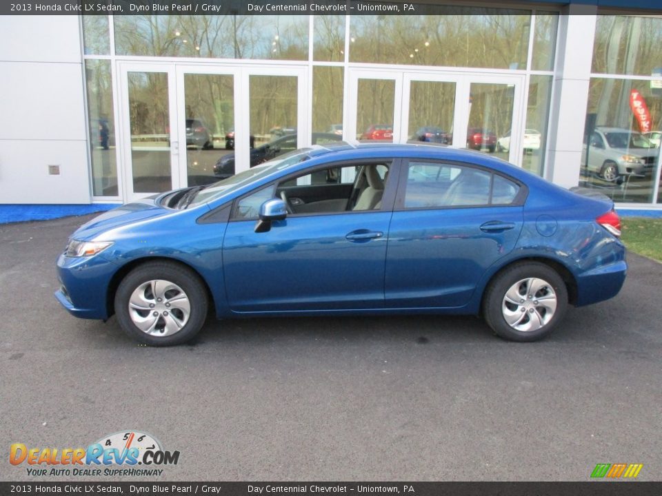 2013 Honda Civic LX Sedan Dyno Blue Pearl / Gray Photo #2