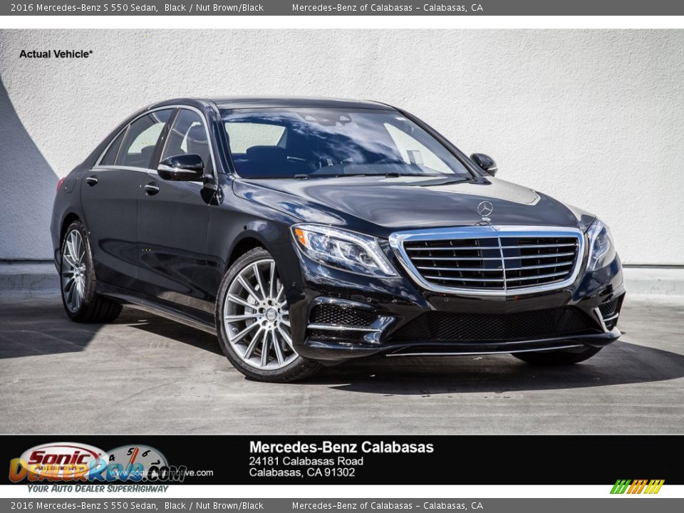 2016 Mercedes-Benz S 550 Sedan Black / Nut Brown/Black Photo #1