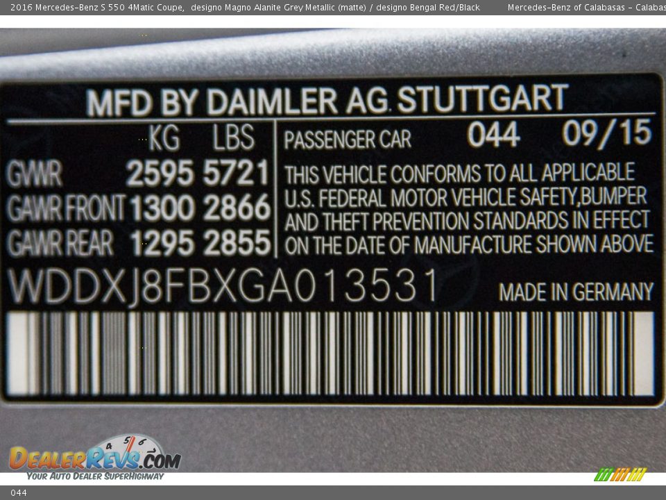 Mercedes-Benz Color Code 044 designo Magno Alanite Grey Metallic (matte)