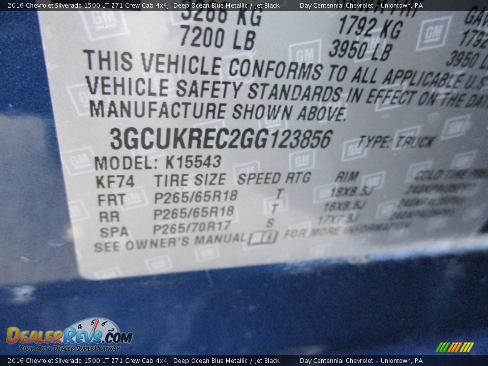 2016 Chevrolet Silverado 1500 LT Z71 Crew Cab 4x4 Deep Ocean Blue Metallic / Jet Black Photo #19