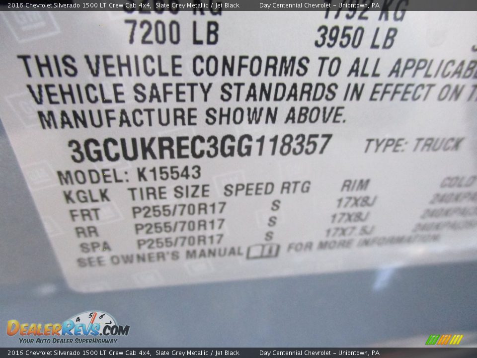 2016 Chevrolet Silverado 1500 LT Crew Cab 4x4 Slate Grey Metallic / Jet Black Photo #19