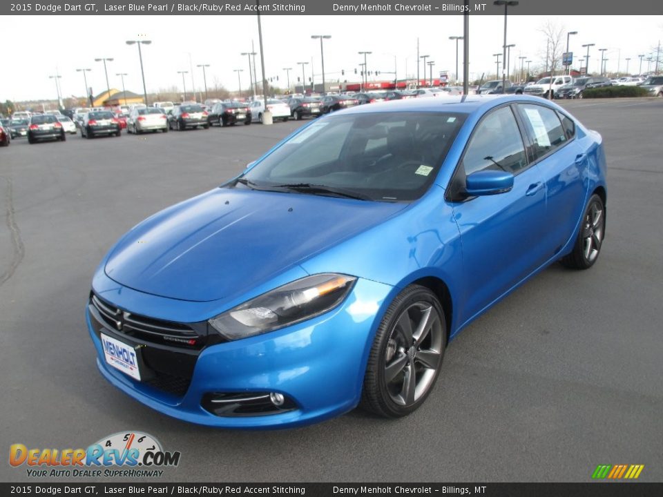2015 Dodge Dart GT Laser Blue Pearl / Black/Ruby Red Accent Stitching Photo #2