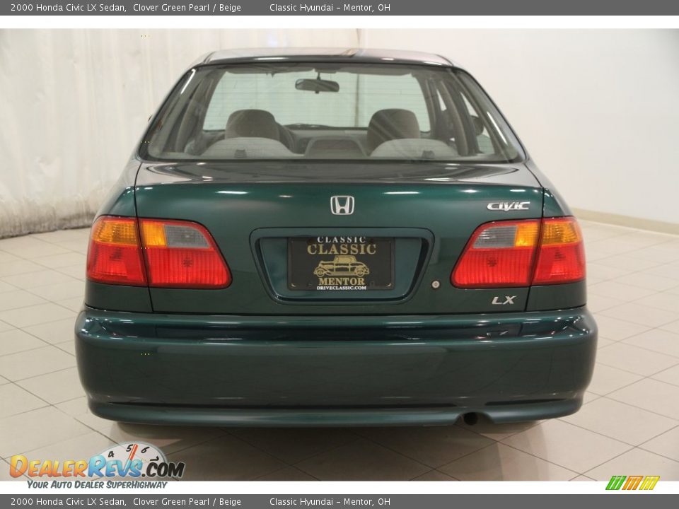 2000 Honda Civic LX Sedan Clover Green Pearl / Beige Photo #13