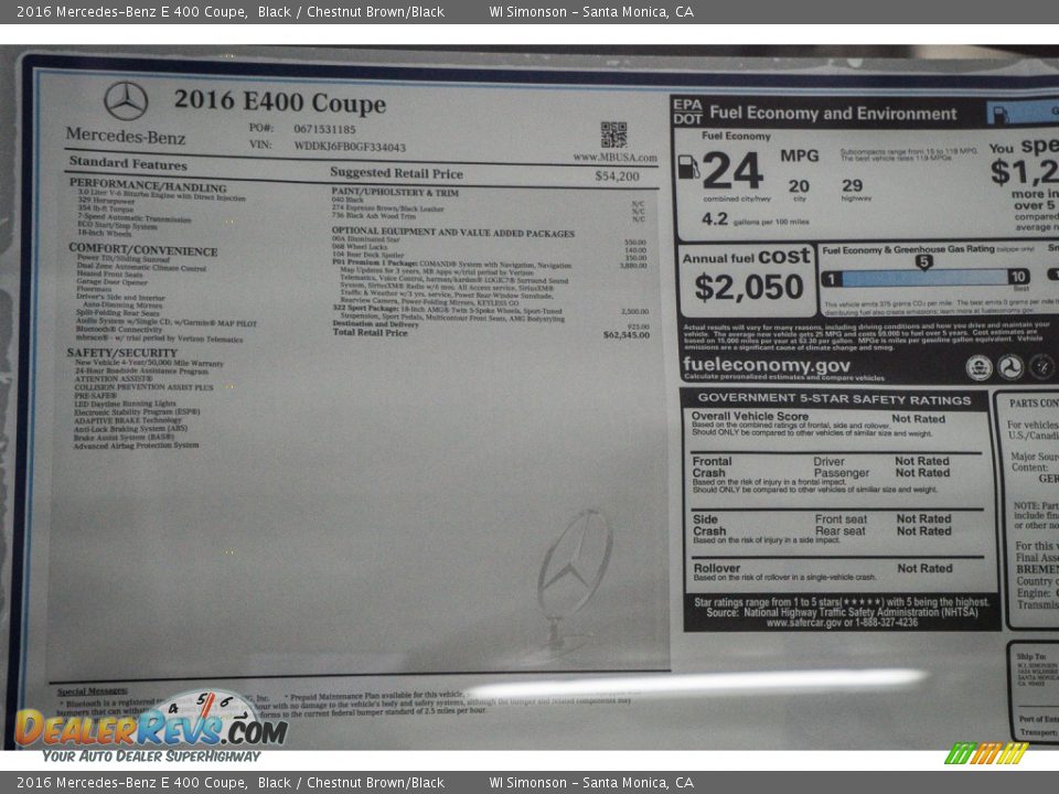 2016 Mercedes-Benz E 400 Coupe Black / Chestnut Brown/Black Photo #11